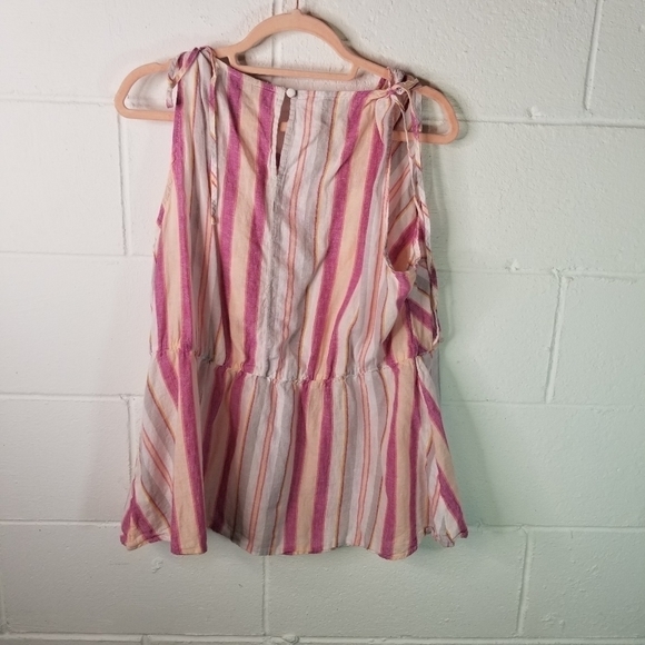 Lane Bryant striped linen blend sleeveless top - Picture 3 of 6